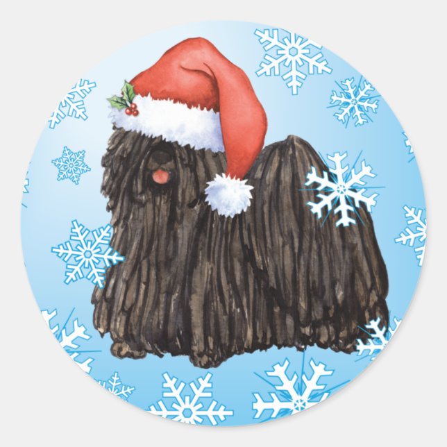 Happy Howlidays Puli Runder Aufkleber (Vorderseite)