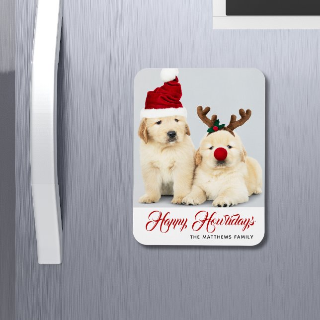 Happy Howlidays Puppy Dog Holiday Foto Weihnachten Magnet (Von Creator hochgeladen)