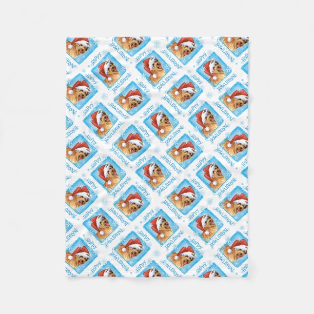 Happy Howlidays Pyrenean Shepherd Fleece Blanket (Vorderseite)