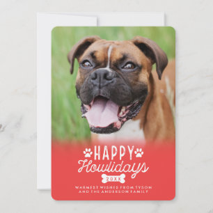 Happy Howlidays Red Christmas Dog Foto Card Feiertagskarte