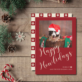 Happy Howlidays Red Dog Foto Feiertagskarte