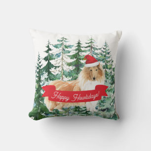 Happy Howlidays Rough Collie Dog Weihnachten Kissen