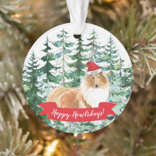 Happy Howlidays Rough Collie Hund Weihnachten Ornament