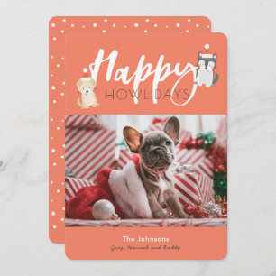 Happy Howlidays Santa Puppies Red Holiday Card Feiertagskarte