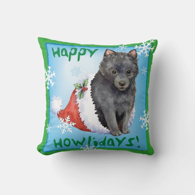Happy Howlidays Schipperke Kissen (Vorderseite)