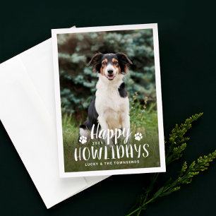 Happy Howlidays Schwarz-weiß Puppy Dog Foto Feiertagskarte