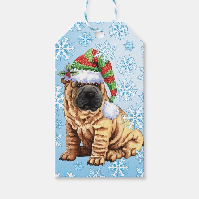 Happy Howlidays Shar-Pei Geschenkanhänger (Vorderseite)