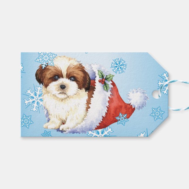 Happy Howlidays Shih Tzu Geschenkanhänger (Vorderseite (Horizontal))