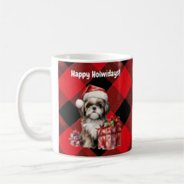 Happy Howlidays Shitzu Weihnachten Kariert Kaffeetasse