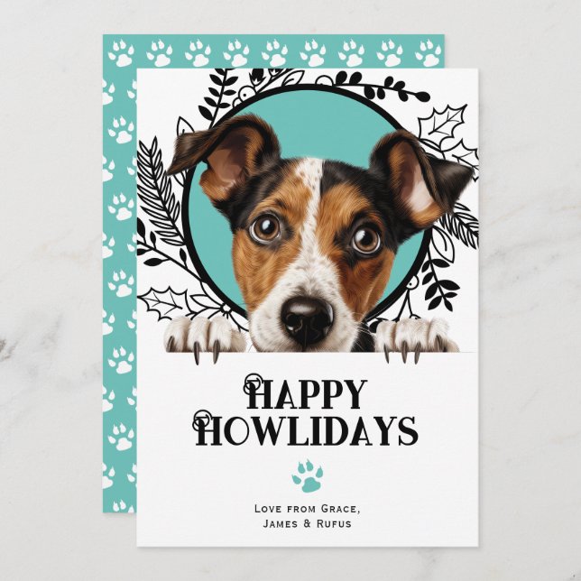 Happy Howlidays Smooth Fox Terrier Dog Weihnachten (Vorne/Hinten)