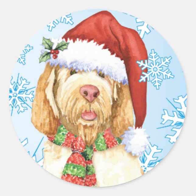Happy Howlidays Spinone Italiano Runder Aufkleber (Vorderseite)