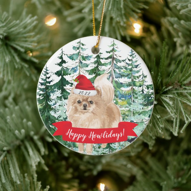 Happy Howlidays Spitz Hund Weihnachtsschmuck (Baum)