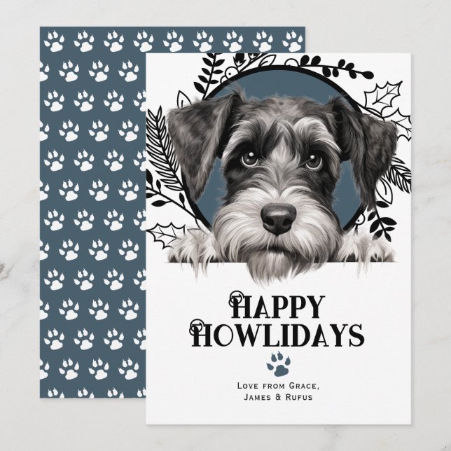 Happy Howlidays Standard Schnauzer Dog Weihnachten (Vorne/Hinten)