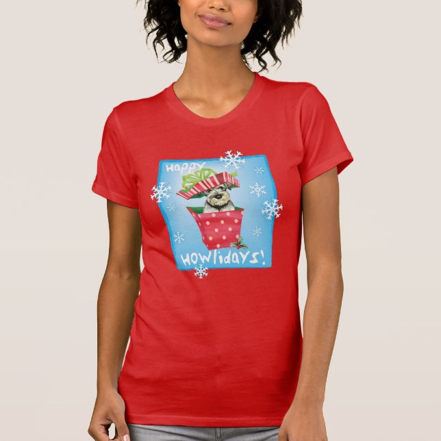 Happy Howlidays Standard Schnauzer T - Shirt (Vorderseite)