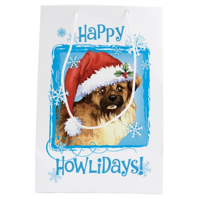 Happy Howlidays Tibetan Spaniel Mittlere Geschenktüte (Rückseite)