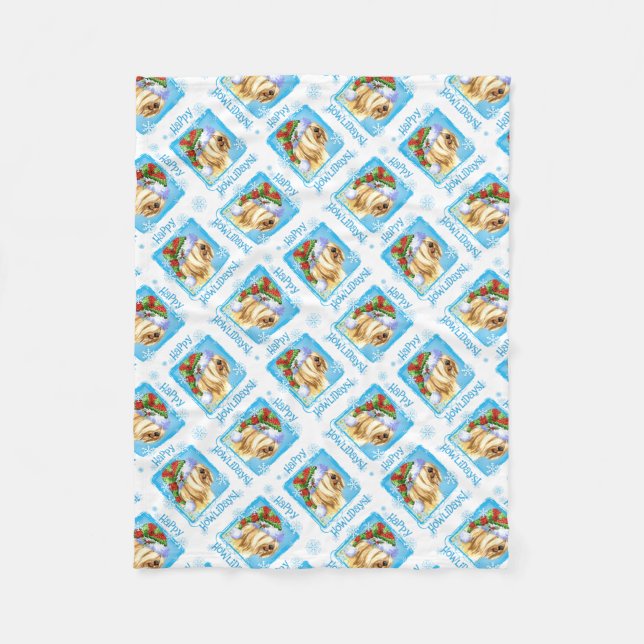 Happy Howlidays Tibetan Terrier Fleecedecke (Vorderseite)