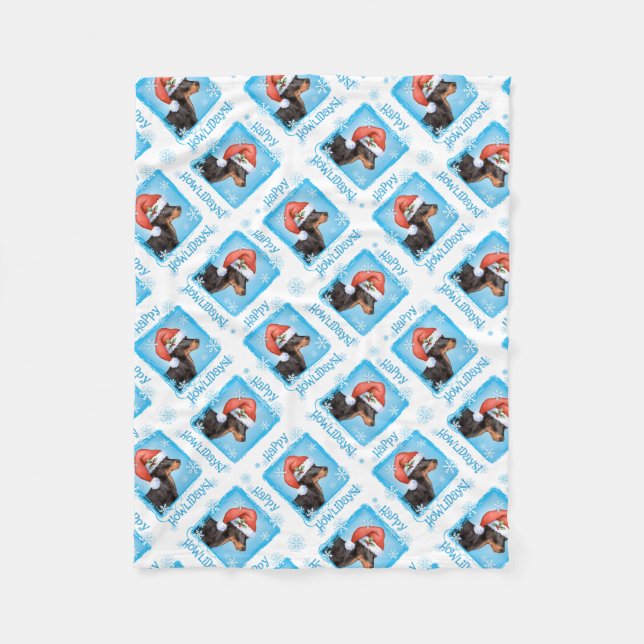 Happy Howlidays Toy Manchester Terrier Fleecedecke (Vorderseite)