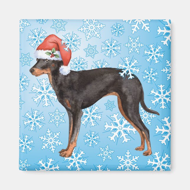 Happy Howlidays Toy Manchester Terrier Magnet (Vorne)
