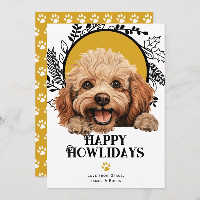 Happy Howlidays Toy Poodle Dog Weihnachten (Vorne/Hinten)