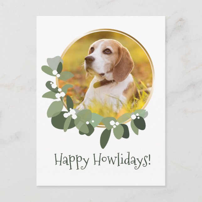 Happy Howlidays Weihnachtshund Custom Postkarte (Vorderseite)