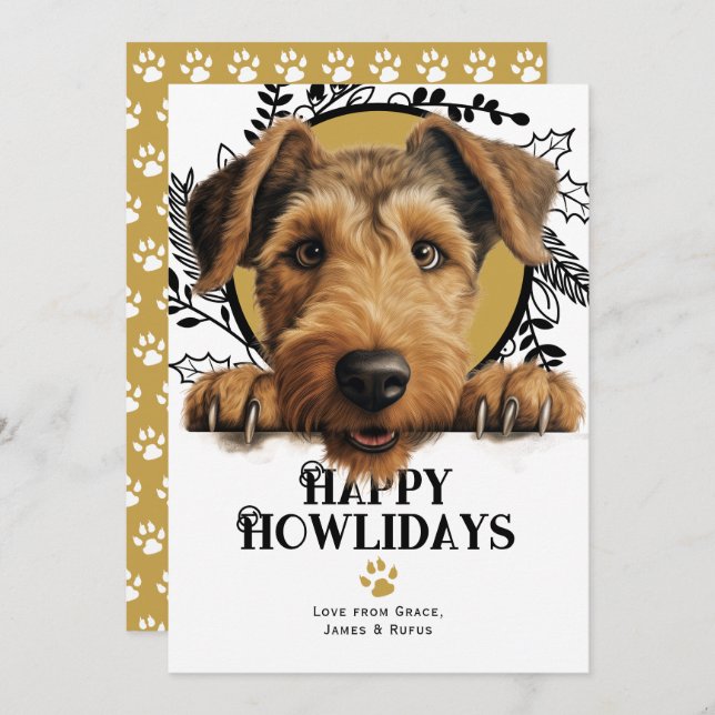 Happy Howlidays Welsh Terrier Dog Weihnachten (Vorne/Hinten)