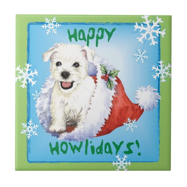 Happy Howlidays Westie Fliese (Vorderseite)