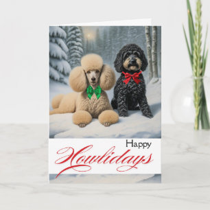 Happy Howlidays Winter mit Poodle und Schnoodle Karte