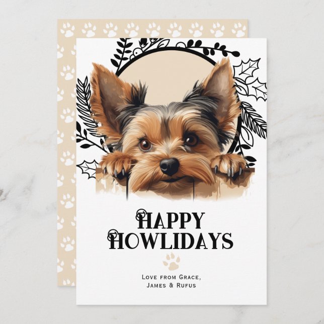 Happy Howlidays Yorkshire Terrier Dog Weihnachten (Vorne/Hinten)