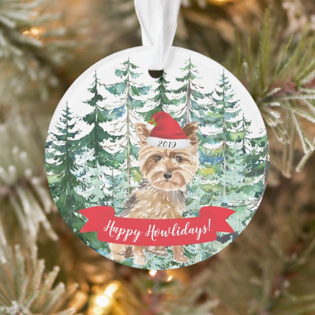 Happy Howlidays Yorkshire Terrier Hund Weihnachten Ornament (Baum)