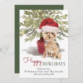 Happy Howlidays Yorkshire Terrier Watercolor Feiertagskarte