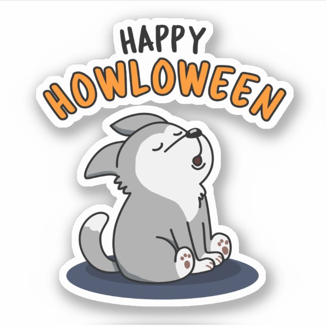 Happy Howloween Funny Dog Pub Aufkleber (Vorderseite)