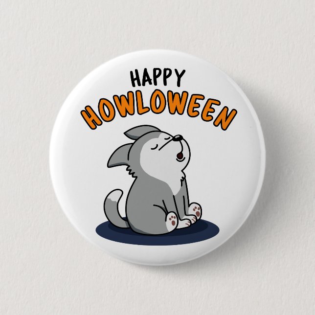 Happy Howloween Funny Puppy Pub Button (Vorderseite)