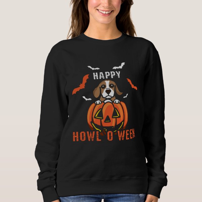Happy Howloween Howling Beagle Dog Halloween Pumpk Sweatshirt (Vorderseite)