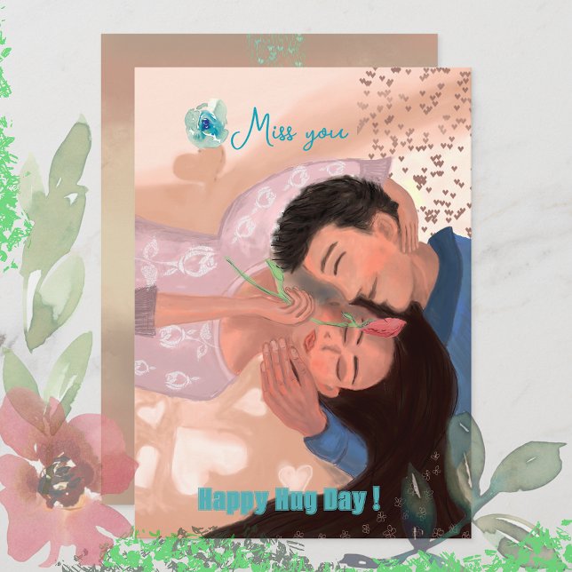 Happy Hug Day Feiertagskarte (Happy Hug Day, or Happy Valentine's Day card , can be personalize by exchanging of text)