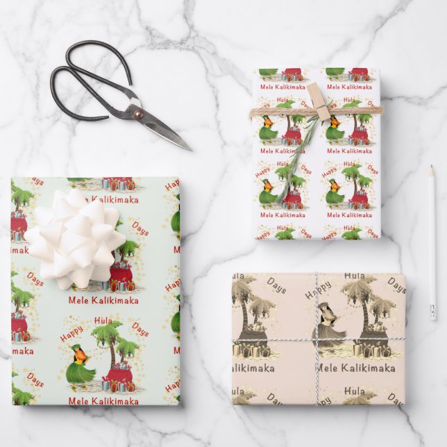 Happy Hula Days 2 Wrapping Paper Geschenkpapier Set (Vorderseite)