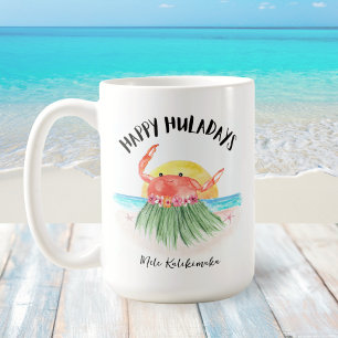Happy Huladays Crab Tropical Beach Weihnachten Kaffeetasse