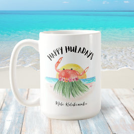 Happy Huladays Crab Tropical Beach Weihnachten Kaffeetasse