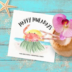Happy Huladays Crab Tropical Beach Weihnachten Serviette