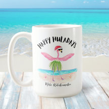 Happy Huladays Flamingo Santa Beach Weihnachten