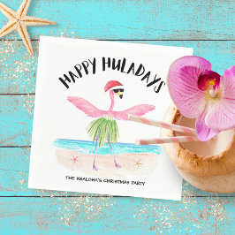 Happy Huladays Flamingo Tropical Beach Weihnachten Serviette