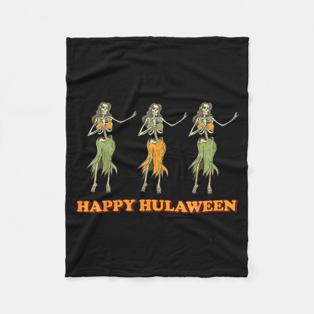 Happy Hulaween Hawaii Themed Halloween Skeleton Vi Fleecedecke (Vorderseite)