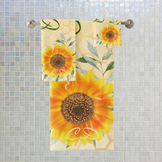 Happy Hummeln Gelbe Sonnenblume Badhandtuch Set (Von Creator hochgeladen)
