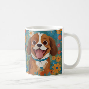 Happy Hund in einem Feld der Blume Tasse