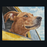 Happy Hund in Gelben Auto Art Print Puzzle<br><div class="desc">Dieser detaillierte Kunstdruck fängt einen Hund ein, der die Brise genießt, wenn er aus einem gelben Auto aussieht. Das Kunstwerk strahlt ein Gefühl von Freiheit und Freude aus und ist perfekt für Tierliebhaber, die ein fröhliches und erfrischendes Stück in ihre Dekoration einfügen möchten. Feiern Sie mit diesem herzerwärmenden Bild die...</div>