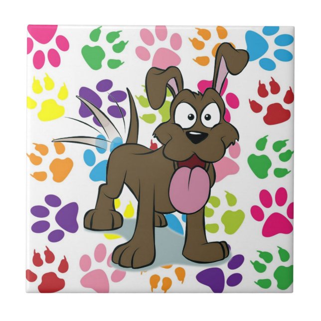 Happy Hund Keramik Tile Fliese (Vorderseite)