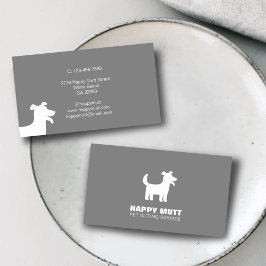 Happy Hund Logo Haustier Sitzen Service Pflege Gra Visitenkarte