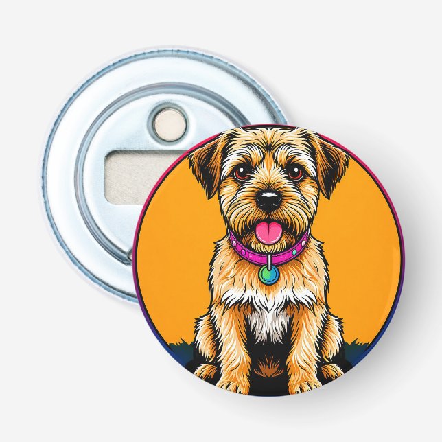 Happy Hund mit einem farbenfrohen Collar Flaschenöffner (Vorderseite)