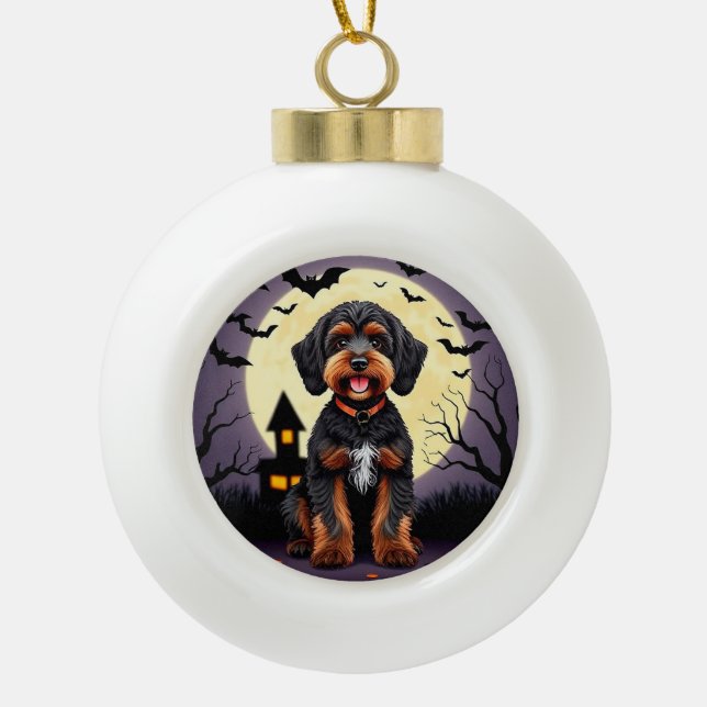 Happy Hund zu Halloween Thema Keramik Kugel-Ornament (Vorderseite)