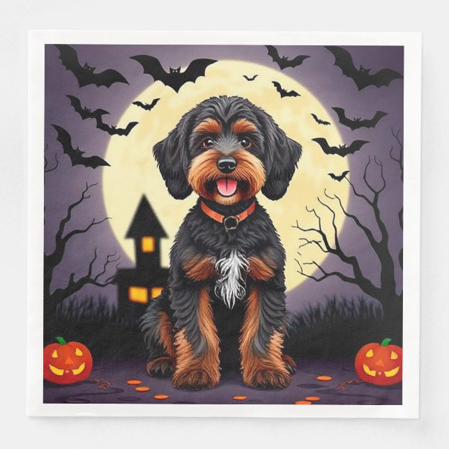 Happy Hund zu Halloween Thema Serviette (Vorderseite)