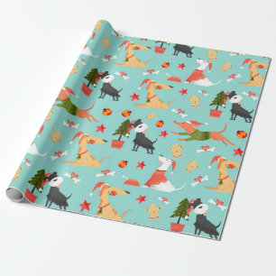 Happy Hunde Weihnachtsmuster Geschenkpapier
